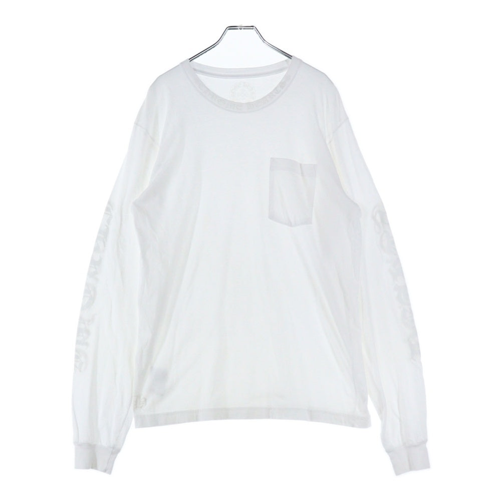 CHROME HEARTS(クロムハーツ) Neck Logo L/S Tee ネックロゴ プリント長袖Tシャツ カットソー ホワイト