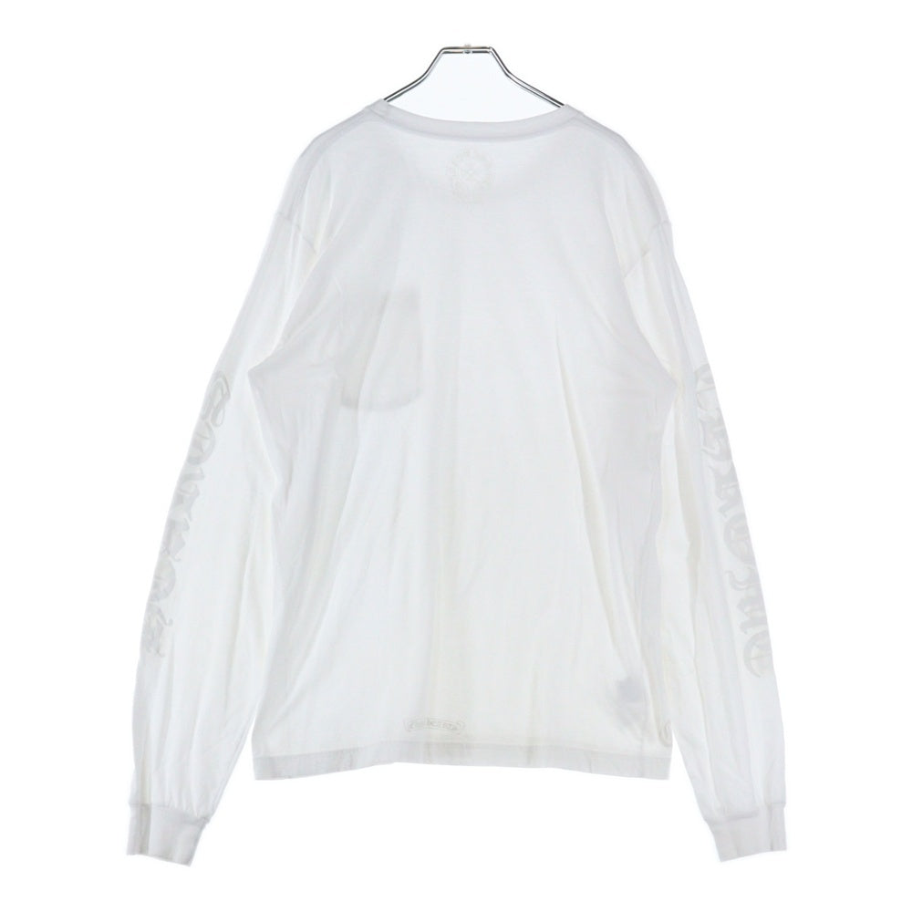 CHROME HEARTS(クロムハーツ) Neck Logo L/S Tee ネックロゴ プリント長袖Tシャツ カットソー ホワイト