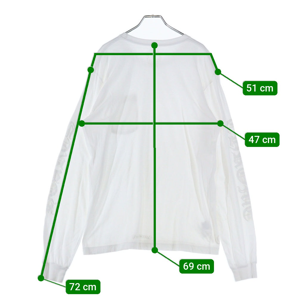 CHROME HEARTS(クロムハーツ) Neck Logo L/S Tee ネックロゴ プリント長袖Tシャツ カットソー ホワイト