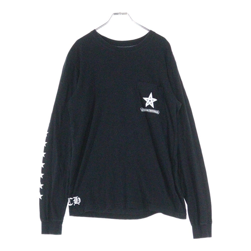 CHROME HEARTS(クロムハーツ) STR バックラージスタープリント クルーネック 長袖Tシャツ ブラック