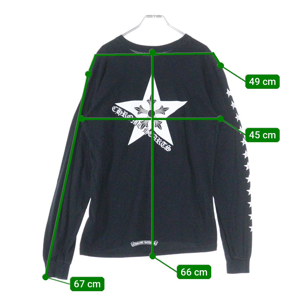 CHROME HEARTS(クロムハーツ) STR バックラージスタープリント クルーネック 長袖Tシャツ ブラック