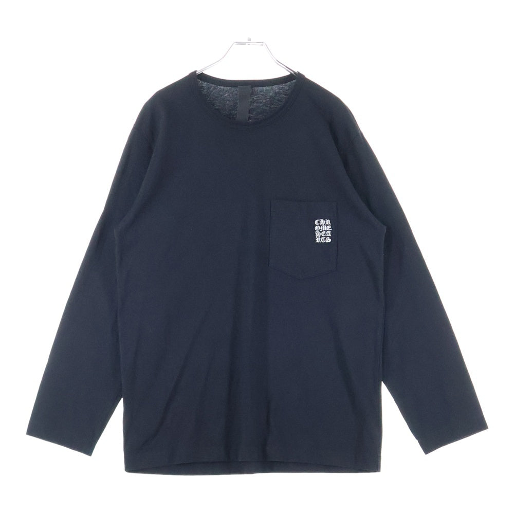 CHROME HEARTS(クロムハーツ) YNOT L/S TEE フロントロゴ刺繍 袖CHクロス刺繍 クルーネック 長袖Tシャツ ブラック