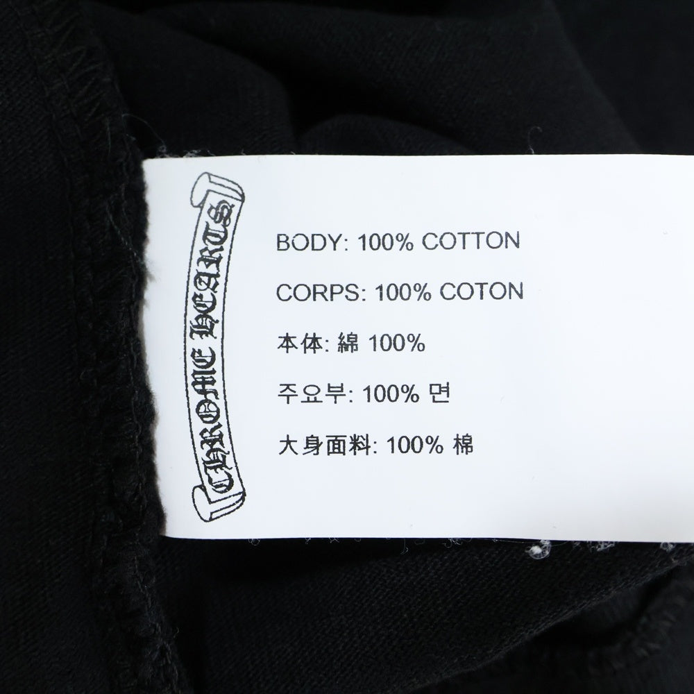 CHROME HEARTS(クロムハーツ) YNOT L/S TEE フロントロゴ刺繍 袖CHクロス刺繍 クルーネック 長袖Tシャツ ブラック