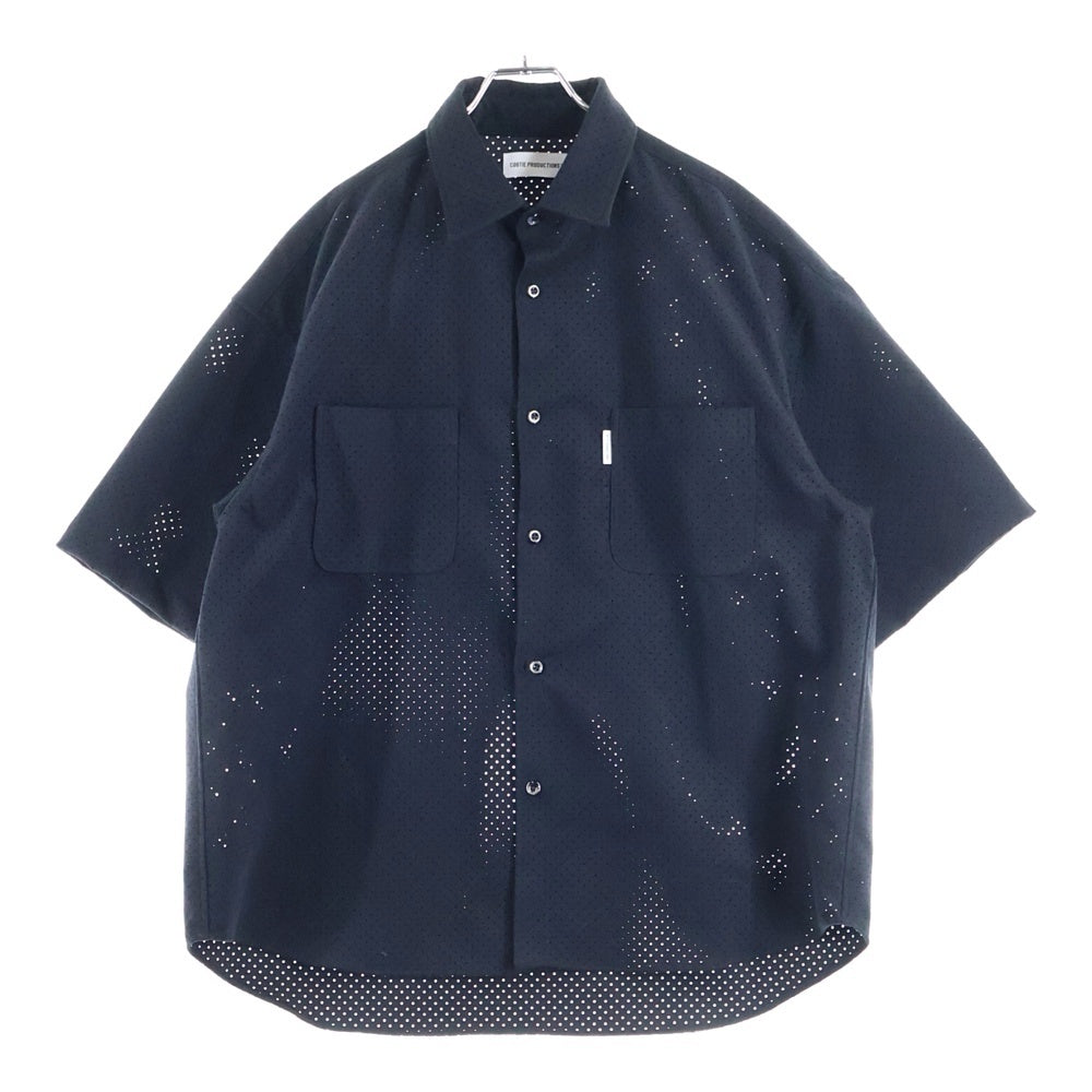 COOTIE PRODUCTIONS(クーティー プロダクションズ) Punching Faux Suede Work S/S Shirt パンチング スエード ワーク シャツ CTE-25S412 ブラック