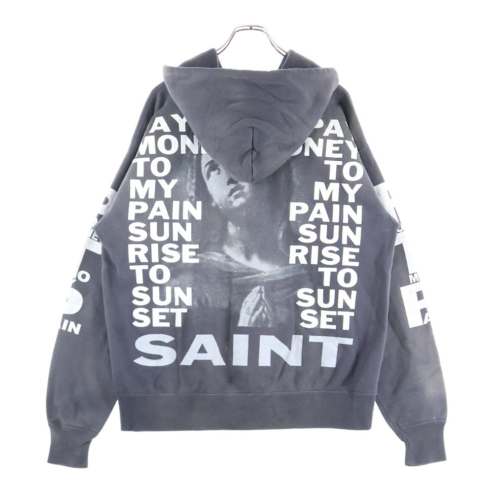 SAINT MICHAEL(セントマイケル) 24SS PTP_HOODIE BRND MONEY バーンドマネープリント スウェット プルオーバーパーカー チャコールグレー SM-YS8-0000-C51