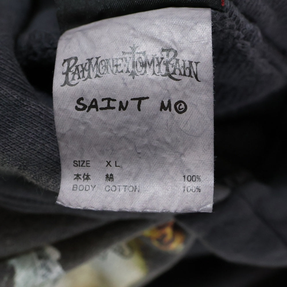 SAINT MICHAEL(セントマイケル) 24SS PTP_HOODIE BRND MONEY バーンドマネープリント スウェット プルオーバーパーカー チャコールグレー SM-YS8-0000-C51