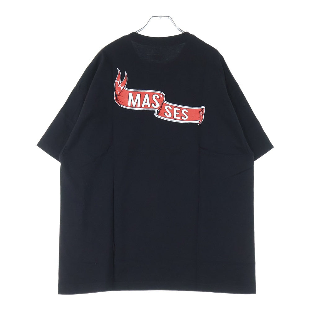 PORKCHOP(ポークチョップ) ×MASSES FLYING WEEL 両面プリント クルーネック 半袖Tシャツ ブラック