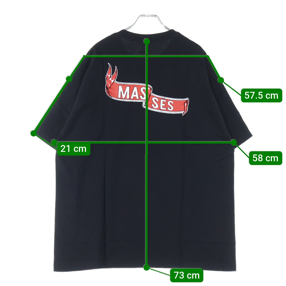 PORKCHOP(ポークチョップ) ×MASSES FLYING WEEL 両面プリント クルーネック 半袖Tシャツ ブラック