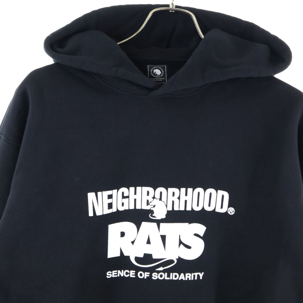 NEIGHBORHOOD(ネイバーフッド) ×RATS ラッツ 20周年記念 両面プリント プルオーバーパーカー ブラック 25'SPH-0104