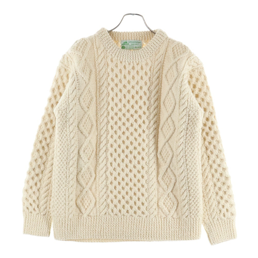 INVERALLAN(インバーアラン) STRATHTAY クルーネック ケーブルニット ホワイト