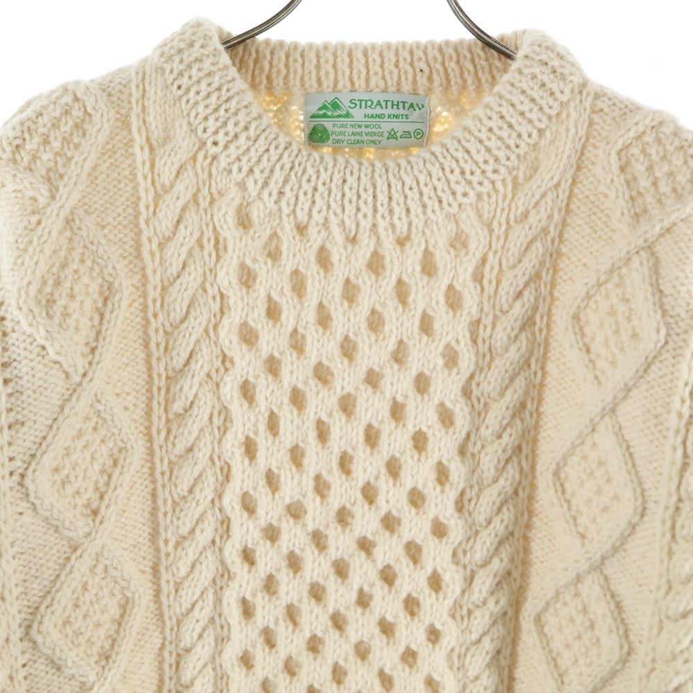 INVERALLAN(インバーアラン) STRATHTAY クルーネック ケーブルニット ホワイト