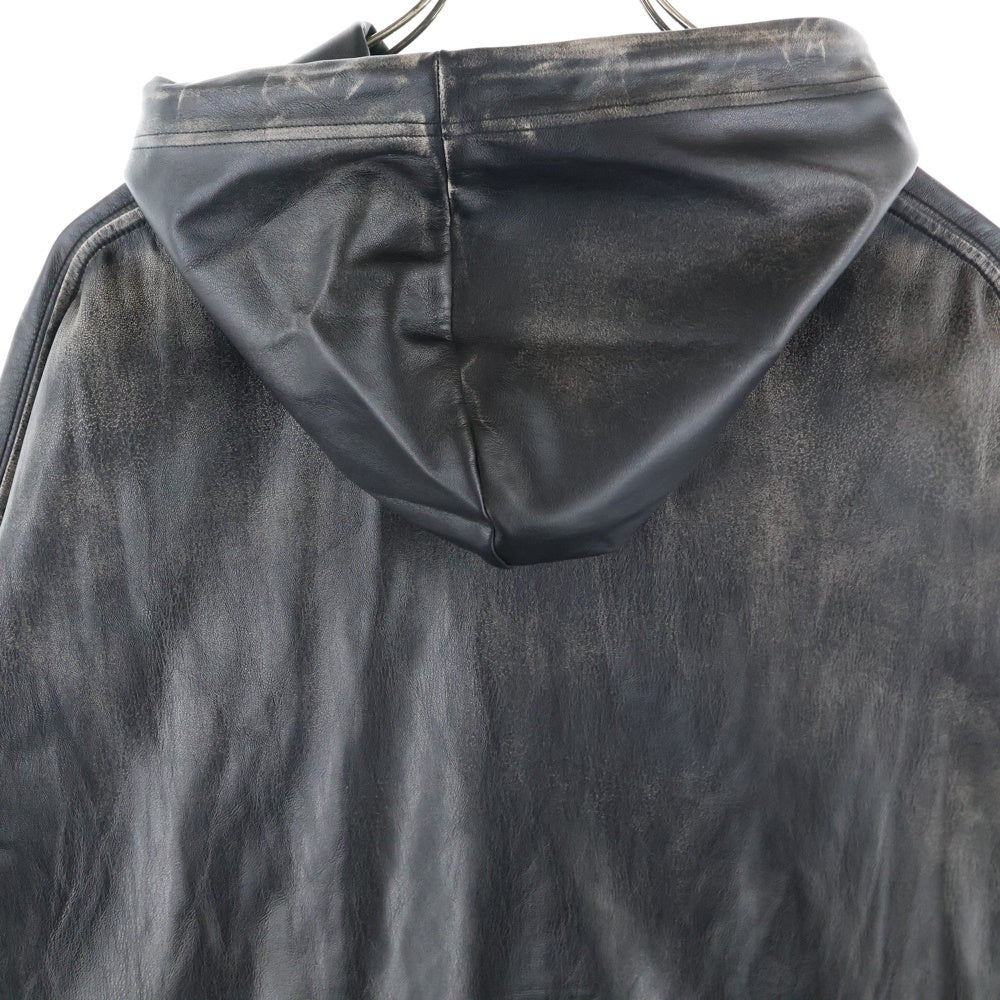 MAISON MIHARAYASUHIRO(メゾンミハラヤスヒロ) 23AW シンセティックレザー プルオーバー パーカー ブラック A11HD561