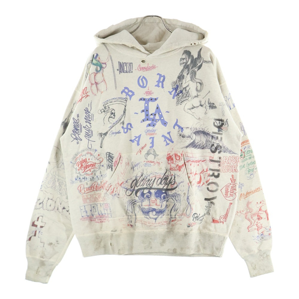 SAINT MICHAEL(セントマイケル) 24SS ×Born Raised ボーン レイズド プルオーバーパーカー ベージュ SM-YS8-0000-C11