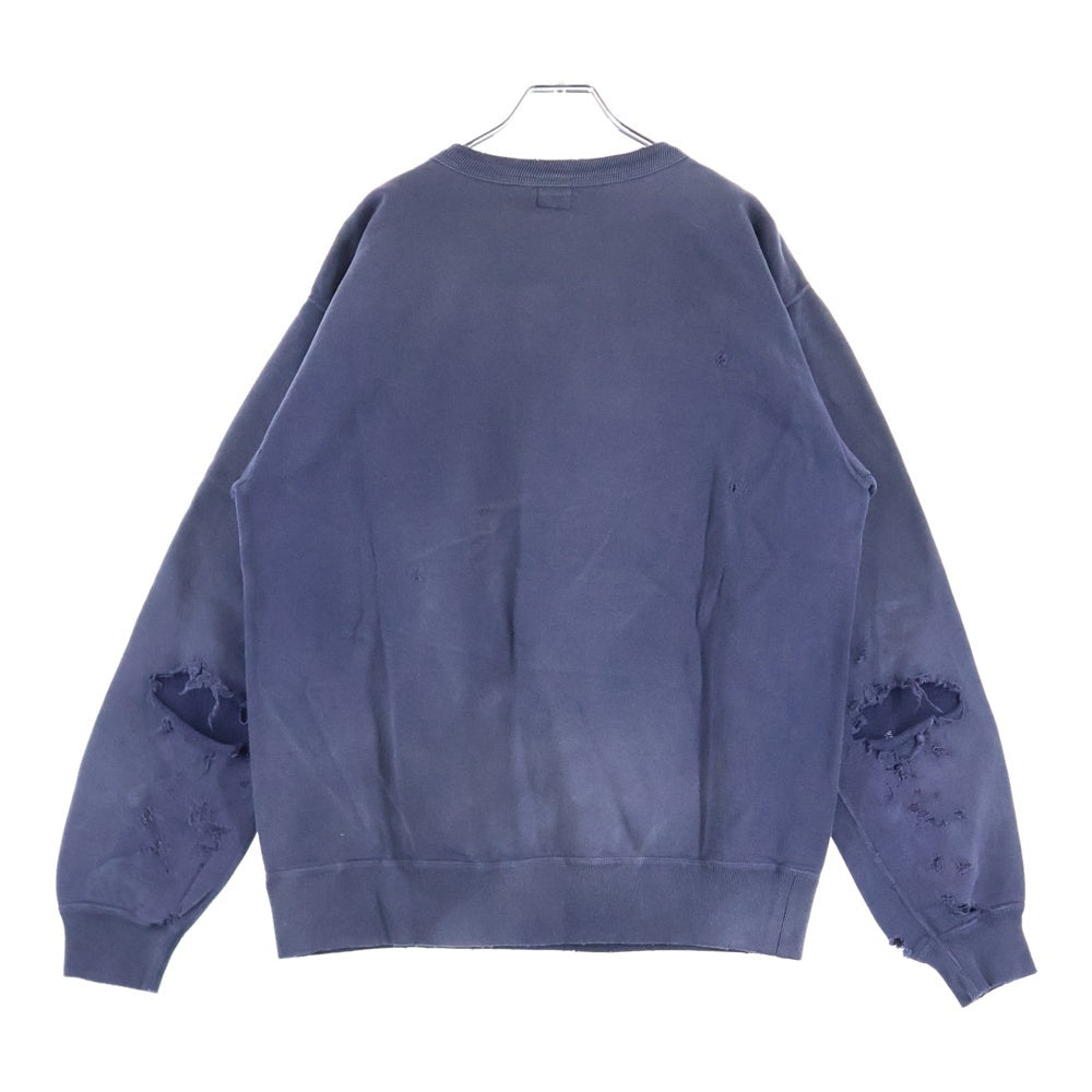 SAINT MICHAEL(セントマイケル) 21AW SKULL USED CREW NECK SWEAT スカルプリント ユーズド加工 クルーネックスウェットトレーナー SM-A21-0000-027