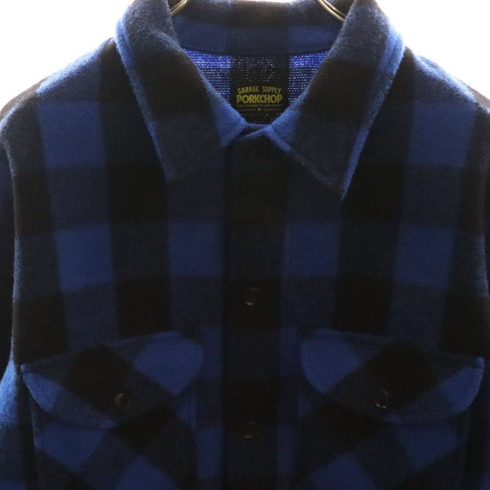 MASSES(マシス) ×PORKCHOP WOOL JACKET ポークチョップ バッファロー チェック ウール ジャケット ブラック/ブルー