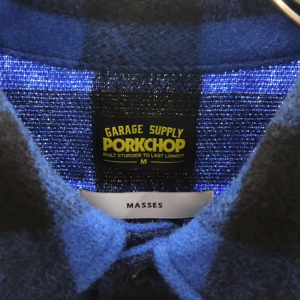 MASSES(マシス) ×PORKCHOP WOOL JACKET ポークチョップ バッファロー チェック ウール ジャケット ブラック/ブルー