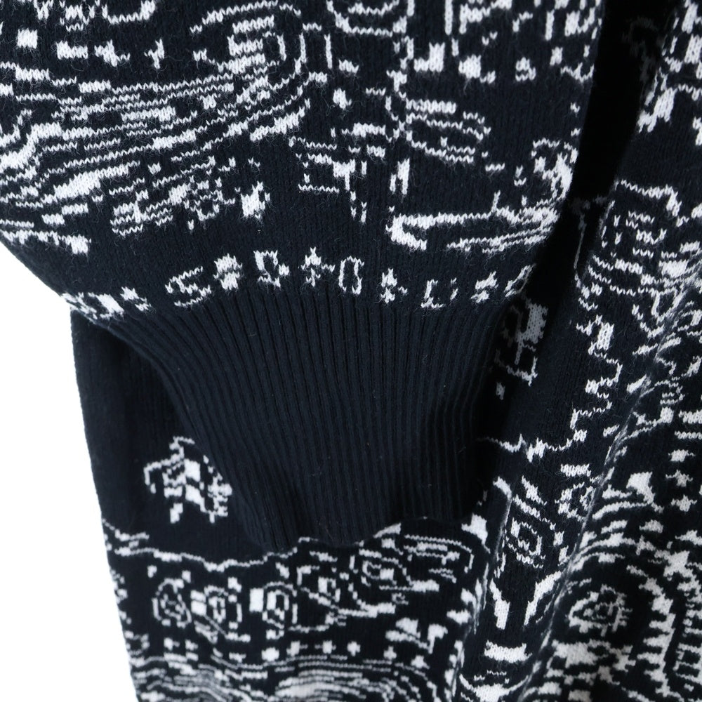 Hideandseek(ハイドアンドシーク) Total Pattern 総柄 コットン カーディガン ブラック HC-1006234