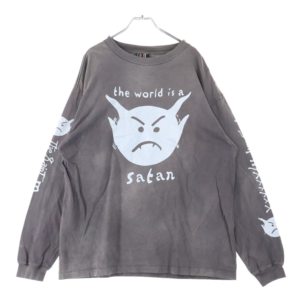 SAINT MICHAEL(セントマイケル) SM-A21-0000-025 AW21 LS TEE_SATAN ヴィンテージ加工ロングスリーブ 長袖Tシャツ カットソー グレー