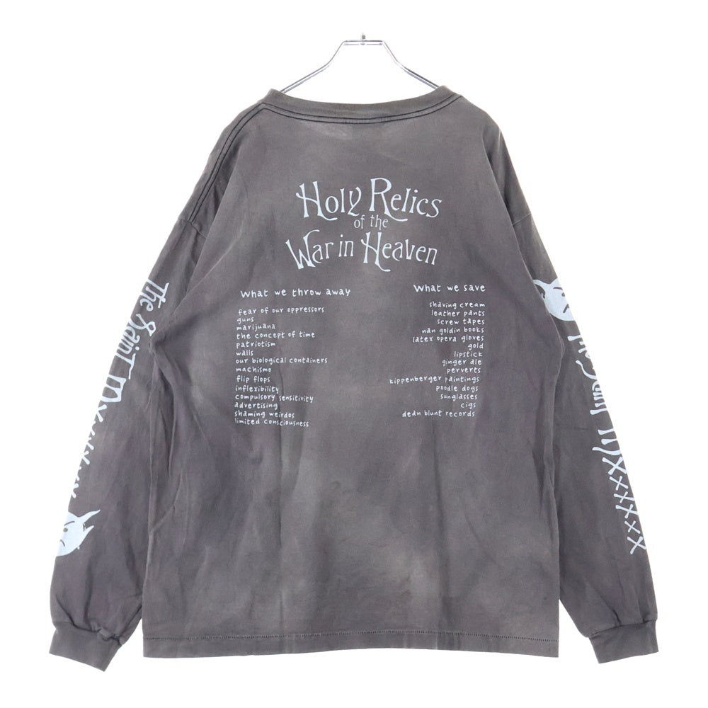 SAINT MICHAEL(セントマイケル) SM-A21-0000-025 AW21 LS TEE_SATAN ヴィンテージ加工ロングスリーブ 長袖Tシャツ カットソー グレー