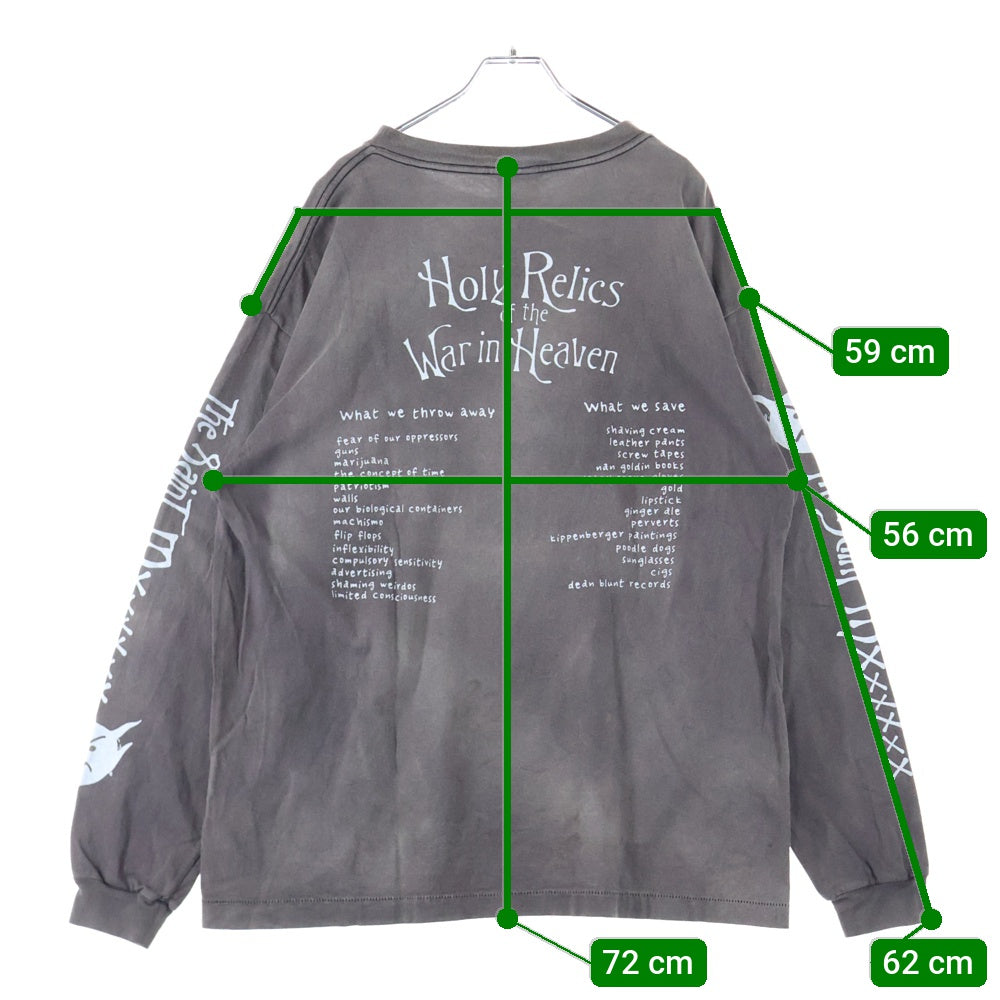 SAINT MICHAEL(セントマイケル) SM-A21-0000-025 AW21 LS TEE_SATAN ヴィンテージ加工ロングスリーブ 長袖Tシャツ カットソー グレー