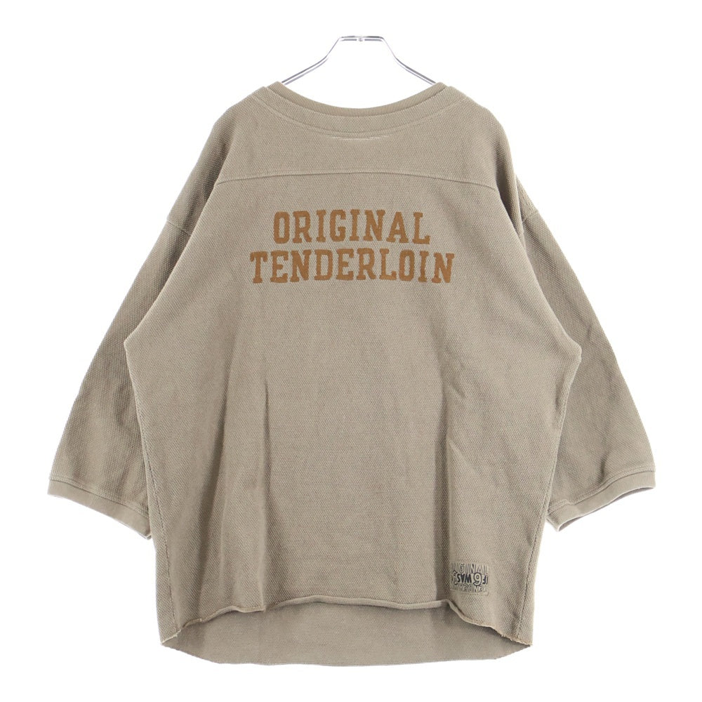 TENDERLOIN(テンダーロイン) MOSS STITCH NFL 鹿の子編み フットボール長袖シャツ ベージュ