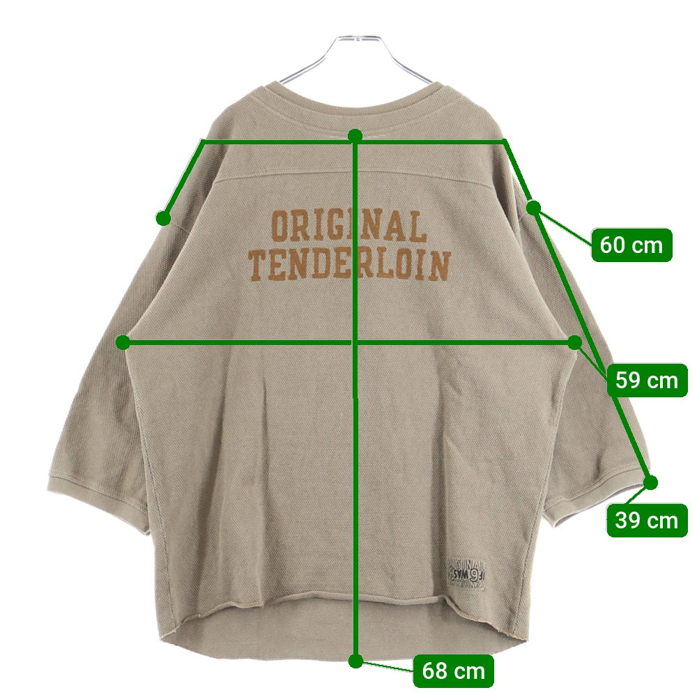 TENDERLOIN(テンダーロイン) MOSS STITCH NFL 鹿の子編み フットボール長袖シャツ ベージュ