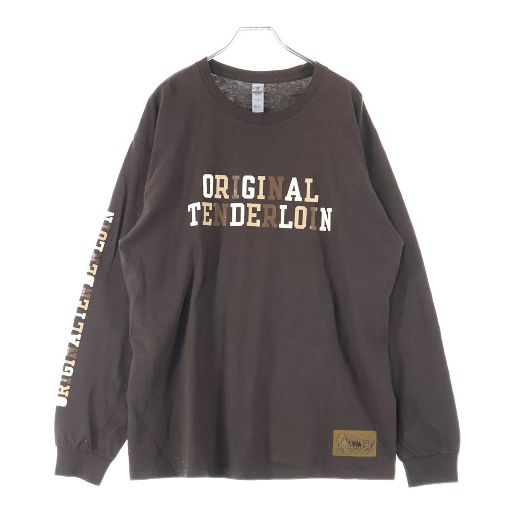 TENDERLOIN(テンダーロイン) 22SS LONG SLEEVE TEE 2A バックプリント ボルネオスカル ロゴ クルーネック 長袖Tシャツ ブラウン