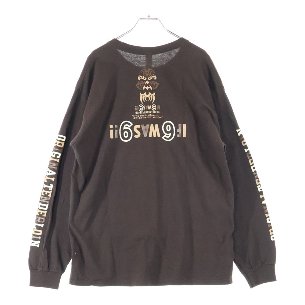TENDERLOIN(テンダーロイン) 22SS LONG SLEEVE TEE 2A バックプリント ボルネオスカル ロゴ クルーネック 長袖Tシャツ ブラウン