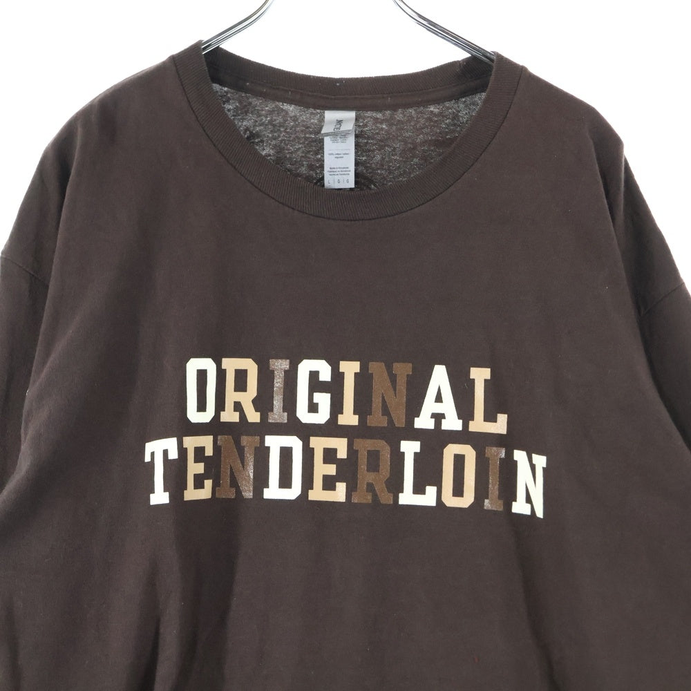 TENDERLOIN(テンダーロイン) 22SS LONG SLEEVE TEE 2A バックプリント ボルネオスカル ロゴ クルーネック 長袖Tシャツ ブラウン