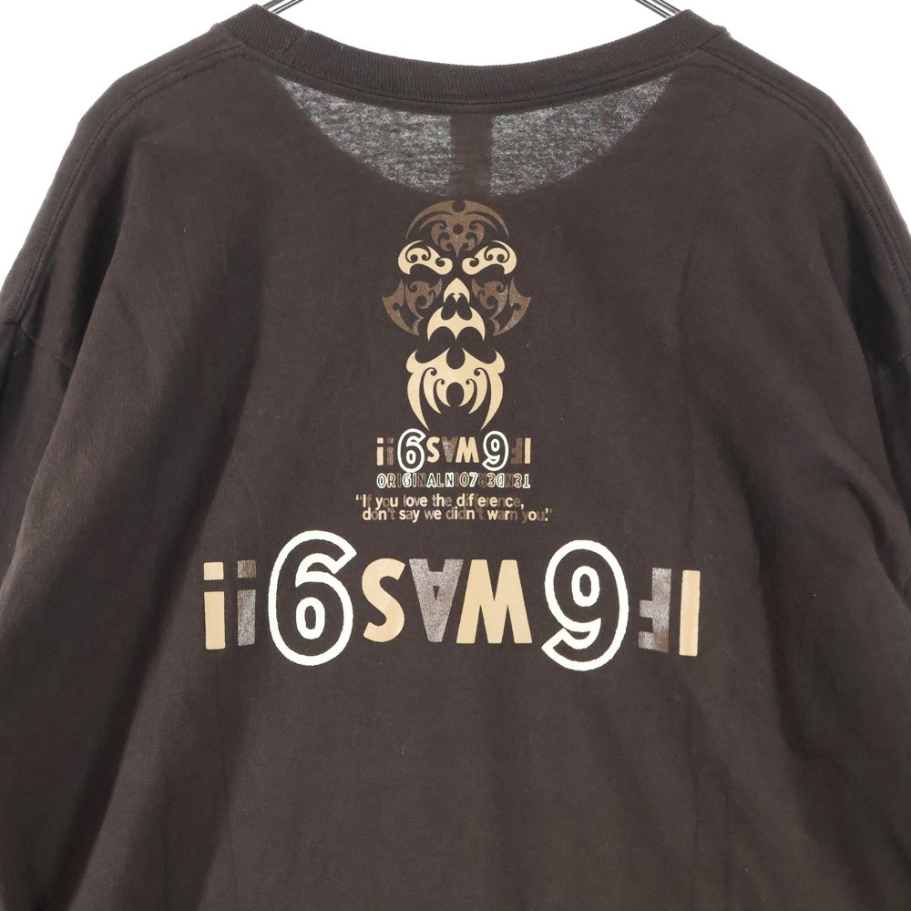 TENDERLOIN(テンダーロイン) 22SS LONG SLEEVE TEE 2A バックプリント ボルネオスカル ロゴ クルーネック 長袖Tシャツ ブラウン