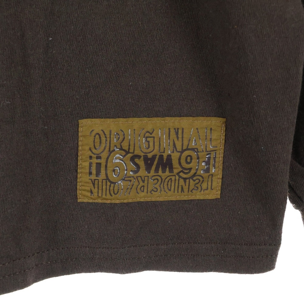 TENDERLOIN(テンダーロイン) 22SS LONG SLEEVE TEE 2A バックプリント ボルネオスカル ロゴ クルーネック 長袖Tシャツ ブラウン