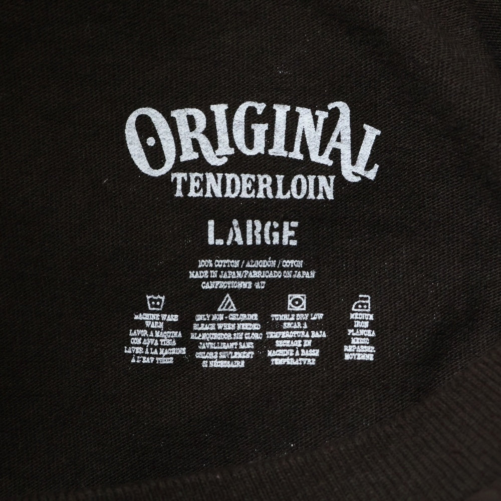 TENDERLOIN(テンダーロイン) 22SS LONG SLEEVE TEE 2A バックプリント ボルネオスカル ロゴ クルーネック 長袖Tシャツ ブラウン