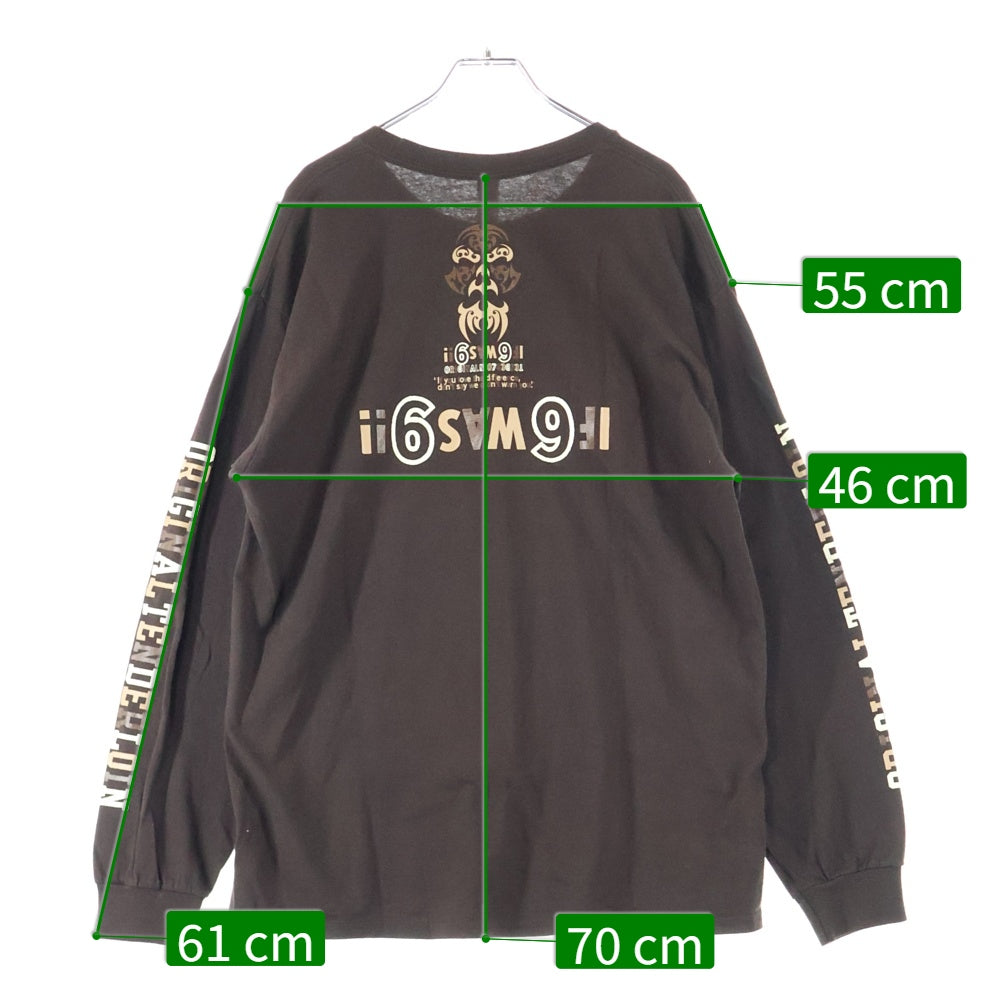 TENDERLOIN(テンダーロイン) 22SS LONG SLEEVE TEE 2A バックプリント ボルネオスカル ロゴ クルーネック 長袖Tシャツ ブラウン