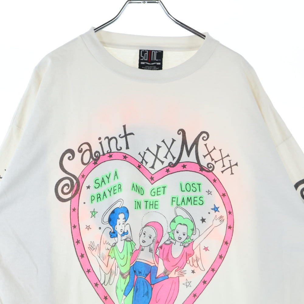 SAINT MICHAEL(セントマイケル) 24SS LS TEE PINK HEART WHITE クルーネック 長袖Tシャツ ホワイト SM-YS8-0000-020