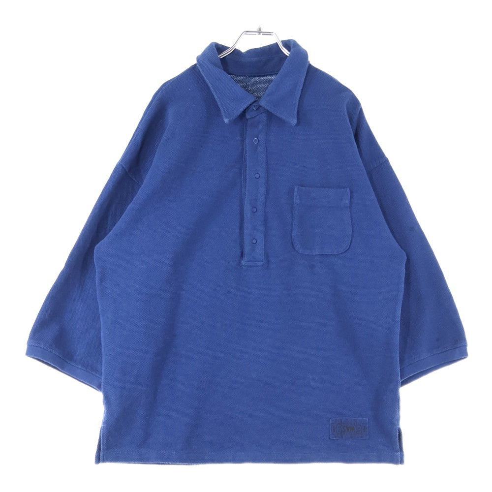 TENDERLOIN(テンダーロイン) MOSS STITCH POLO コットン 半袖ポロシャツ ネイビー
