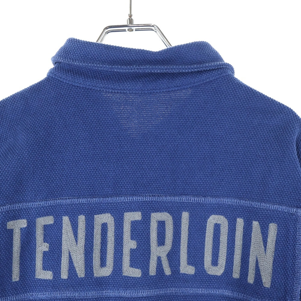 TENDERLOIN(テンダーロイン) MOSS STITCH POLO コットン 半袖ポロシャツ ネイビー