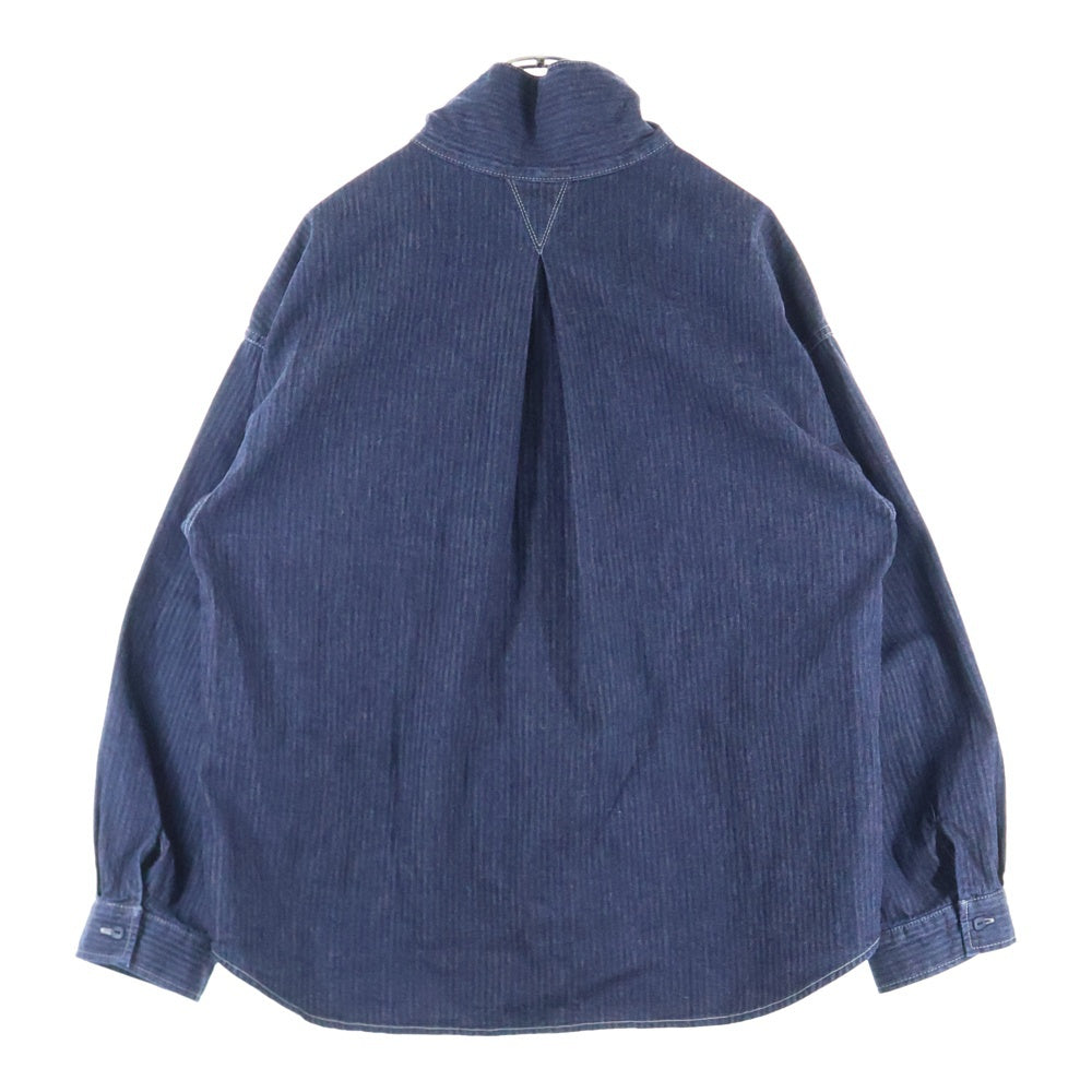 TENDERLOIN(テンダーロイン) DENIM HB MOCK NECK SHT デニム シャツ ヘリンボーン モックネック 長袖シャツ ネイビー