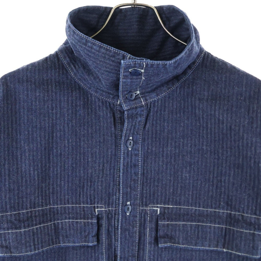 TENDERLOIN(テンダーロイン) DENIM HB MOCK NECK SHT デニム シャツ ヘリンボーン モックネック 長袖シャツ ネイビー