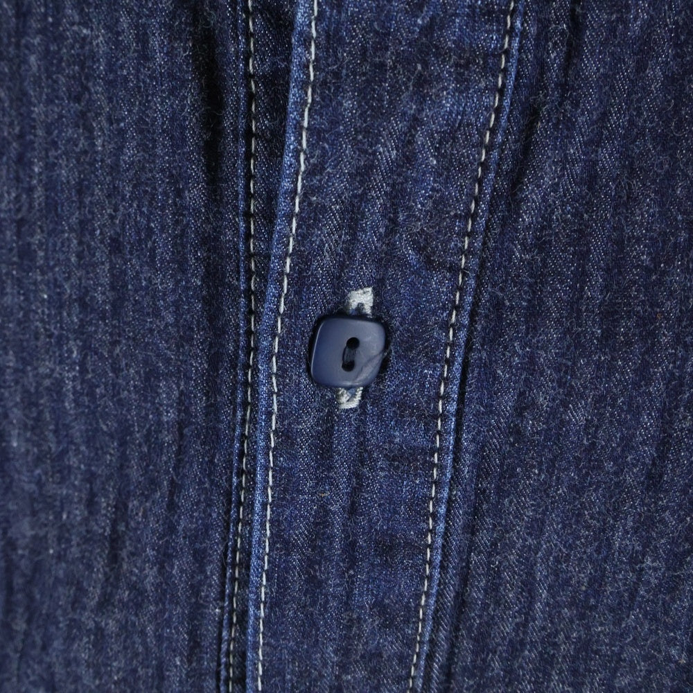 TENDERLOIN(テンダーロイン) DENIM HB MOCK NECK SHT デニム シャツ ヘリンボーン モックネック 長袖シャツ ネイビー