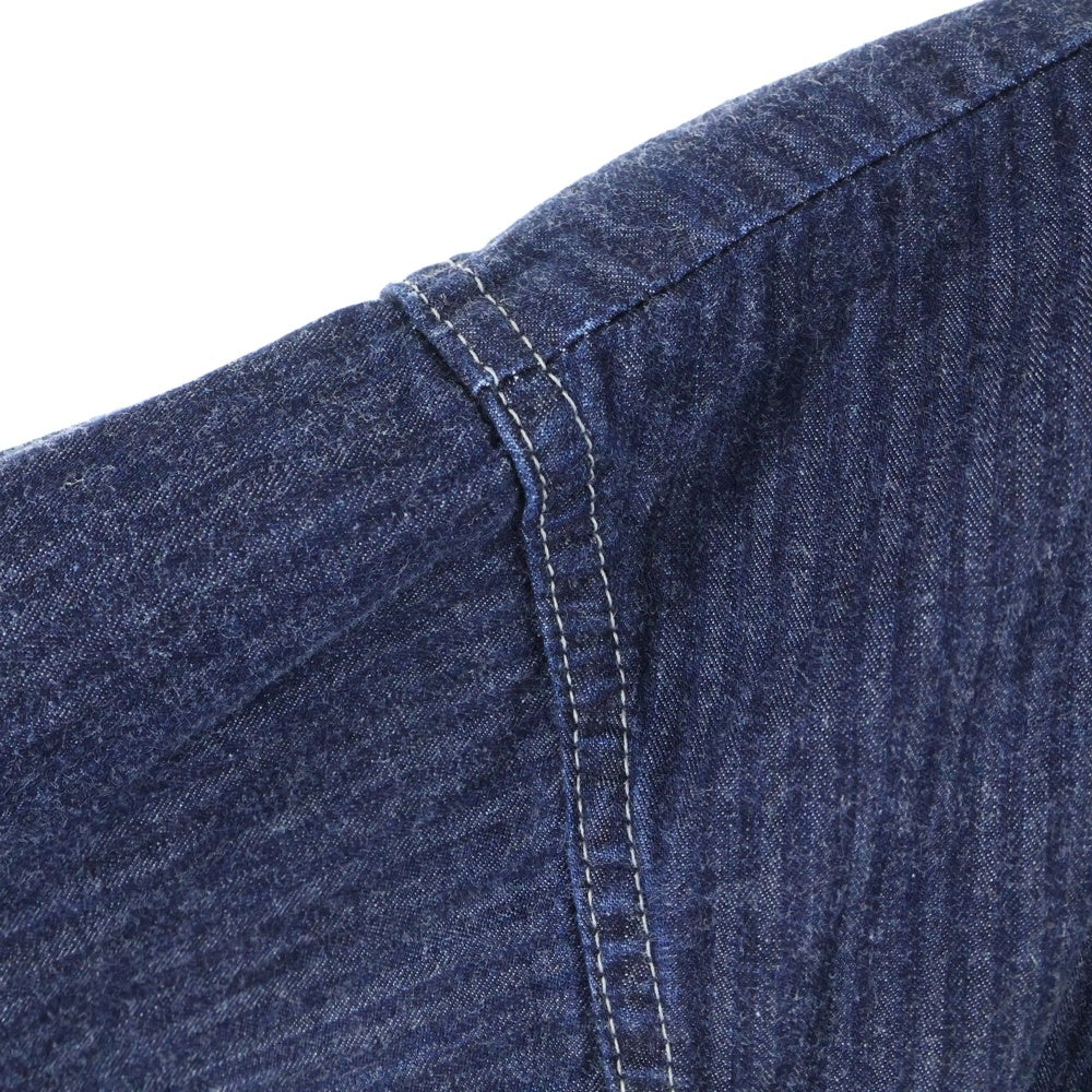 TENDERLOIN(テンダーロイン) DENIM HB MOCK NECK SHT デニム シャツ ヘリンボーン モックネック 長袖シャツ ネイビー