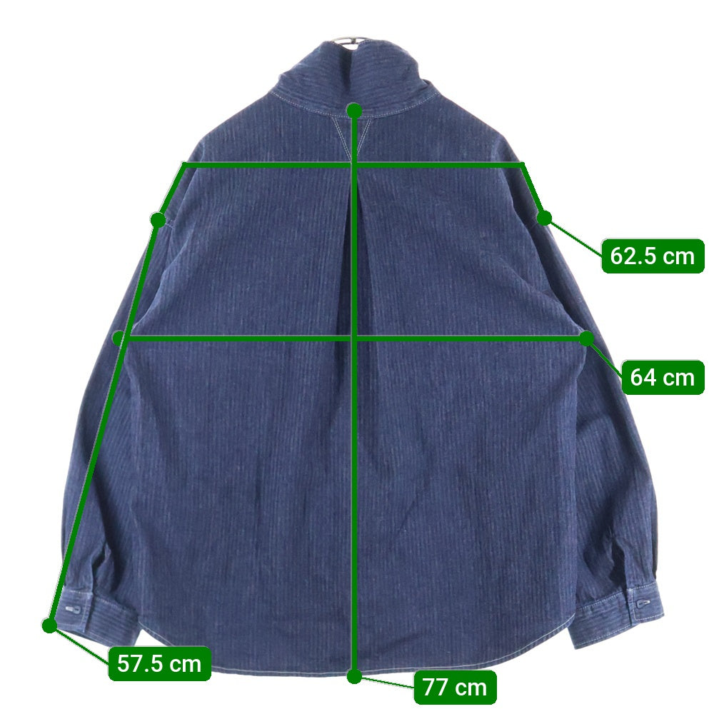 TENDERLOIN(テンダーロイン) DENIM HB MOCK NECK SHT デニム シャツ ヘリンボーン モックネック 長袖シャツ ネイビー