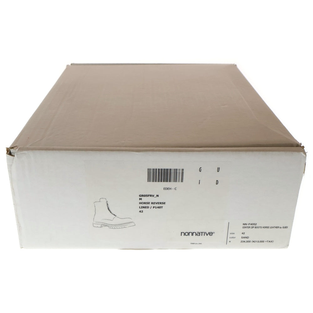 nonnative(ノンネイティブ) ×GUIDI CENTER ZIP BOOTS センタージップ レザー ブーツ ベージュ NN-F4052