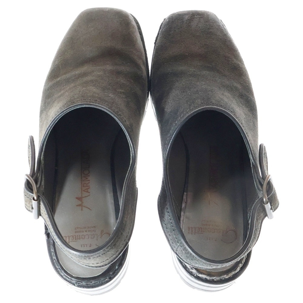 Giacometti(ジャコメッティ) スエード バックストラップ レザー スリッパ ブラック FG479.004