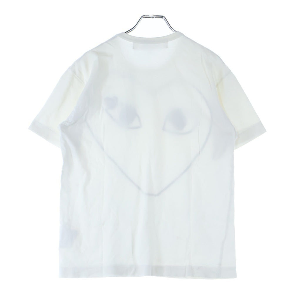 PLAY COMME des GARCONS(プレイコムデギャルソン) フロントプリント ハートロゴ刺繍 クルーネックTシャツ 半袖カットソー レディース ホワイト AZ-T102