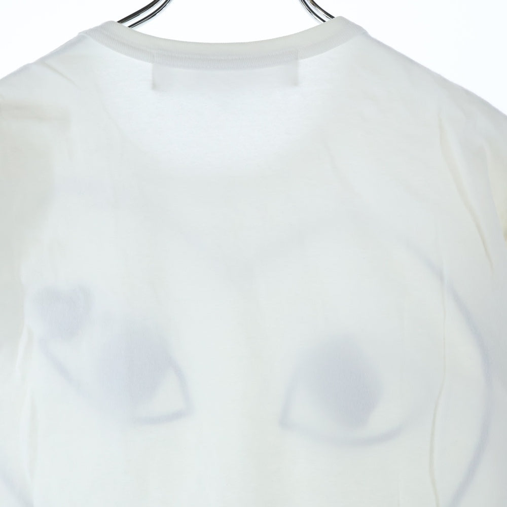 PLAY COMME des GARCONS(プレイコムデギャルソン) フロントプリント ハートロゴ刺繍 クルーネックTシャツ 半袖カットソー レディース ホワイト AZ-T102