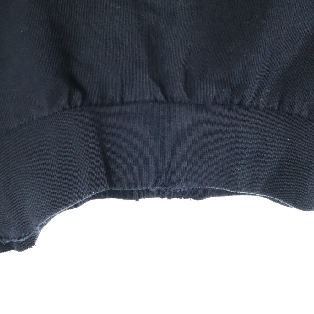 RAF SIMONS(ラフシモンズ) 22SS DESTROYED SWEATSHIRT デストロイ ダメージ加工長袖スウェットトレーナー ブラック 221-M168