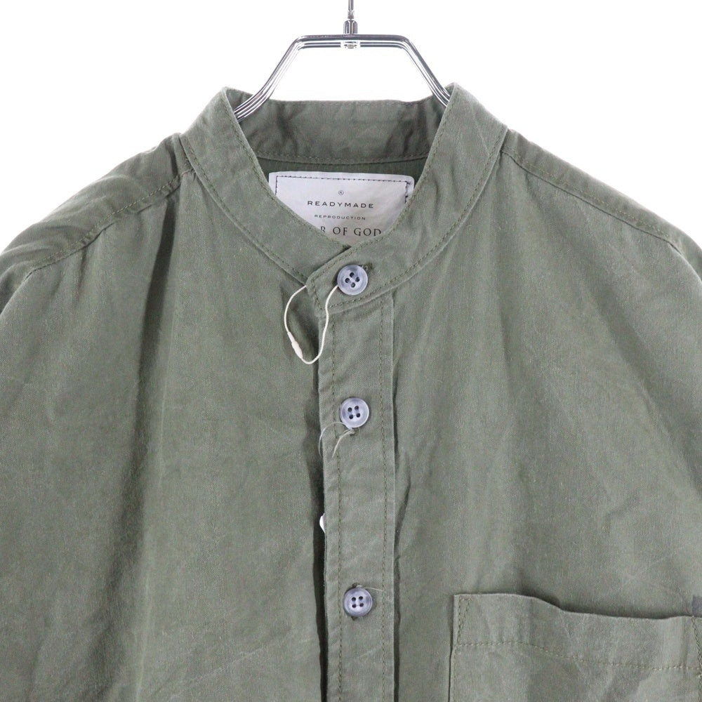 READY MADE(レディメイド) 16AW ×FEAR OF GOD Mandarin Collar Studio Shirt フィアオブゴッド マンダリンカラースタジオシャツ ミリタリージャケット ノーカラーシャツ サイドジップ