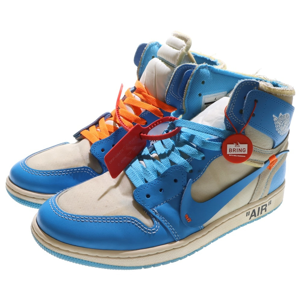 NIKE(ナイキ) ×OFF‐WHITE AIR JORDAN 1 HIGH UNC WHITE/DARK POWDER オフホワイト エアジョーダン1 パウダーブルー ハイカットスニーカー US10.5/28.5cm AQ0818-148