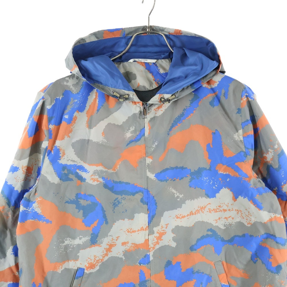 VALENTINO(ヴァレンティノ) ペイント総柄 フード付き ナイロンジャケット マルチカラー