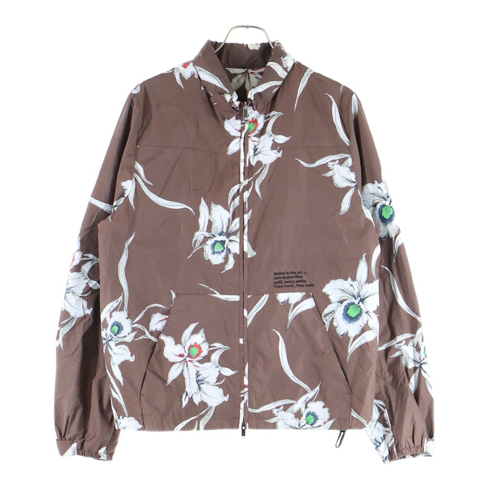 VALENTINO(ヴァレンティノ) Floral フローラル総柄 ナイロンジャケット ブラウン